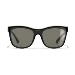 Chanel - Shield Sunglasses - Black Beige Brown - Chanel Eyewear - Avvenice