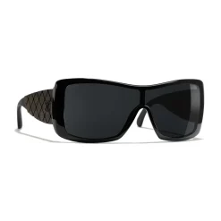 Chanel - Shield Sunglasses - Black Gray - Chanel Eyewear - Avvenice