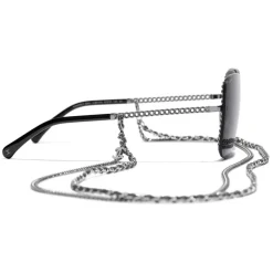 Chanel - Square Sunglasses - Silver Dark Gray - Chanel Eyewear - Avvenice