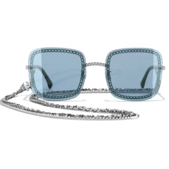 Chanel - Square Sunglasses - Silver Light Blue - Chanel Eyewear - Avvenice