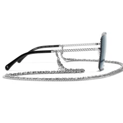Chanel - Square Sunglasses - Silver Light Blue - Chanel Eyewear - Avvenice