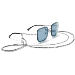 Chanel - Square Sunglasses - Silver Light Blue - Chanel Eyewear - Avvenice