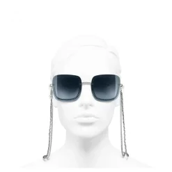 Chanel - Square Sunglasses - Silver Light Blue - Chanel Eyewear - Avvenice