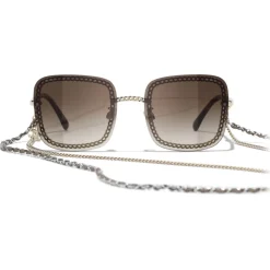 Chanel - Square Sunglasses - Gold Brown - Chanel Eyewear - Avvenice