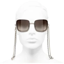 Chanel - Square Sunglasses - Gold Brown - Chanel Eyewear - Avvenice