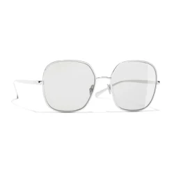 Chanel - Square Sunglasses - Silver Light Gray - Chanel Eyewear - Avvenice