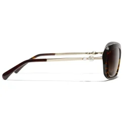 Chanel - Square Sunglasses - Dark Tortoise Brown - Chanel Eyewear - Avvenice