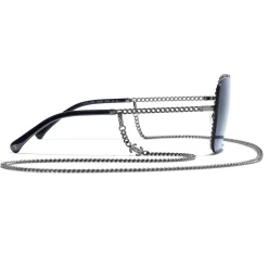 Chanel - Square Sunglasses - Dark Silver Blue - Chanel Eyewear - Avvenice