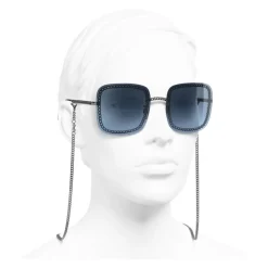 Chanel - Square Sunglasses - Dark Silver Blue - Chanel Eyewear - Avvenice