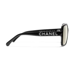 Chanel - Square Sunglasses - Black White Gold - Chanel Eyewear - Avvenice