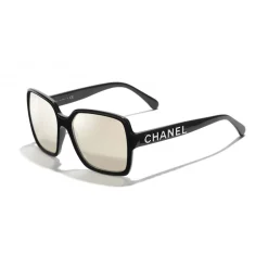Chanel - Square Sunglasses - Black White Gold - Chanel Eyewear - Avvenice