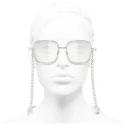 Chanel - Square Sunglasses - Gold Transparent - Chanel Eyewear - Avvenice