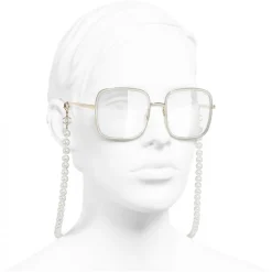 Chanel - Square Sunglasses - Gold Transparent - Chanel Eyewear - Avvenice