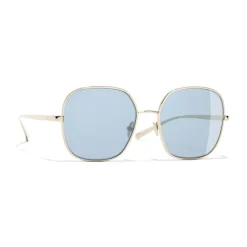 Chanel - Square Sunglasses - Gold Light Blue - Chanel Eyewear - Avvenice