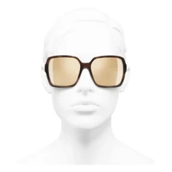 Chanel - Square Sunglasses - Brown Gold Mirror - Chanel Eyewear - Avvenice