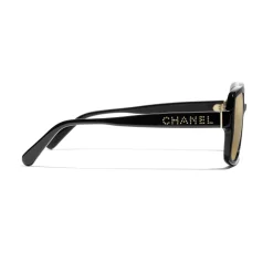 Chanel - Square Sunglasses - Black Gold Glitter - Chanel Eyewear - Avvenice