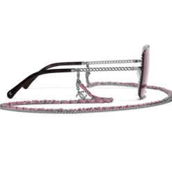 Chanel - Square Sunglasses - Dark Silver Pink - Chanel Eyewear - Avvenice