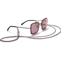 Chanel - Square Sunglasses - Dark Silver Pink - Chanel Eyewear - Avvenice