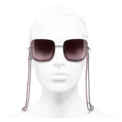 Chanel - Square Sunglasses - Dark Silver Pink - Chanel Eyewear - Avvenice