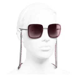 Chanel - Square Sunglasses - Dark Silver Pink - Chanel Eyewear - Avvenice