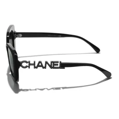 Chanel - Square Sunglasses - Black Green mirror - Chanel Eyewear - Avvenice