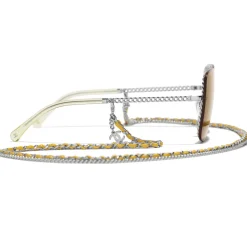 Chanel - Square Sunglasses - Silver Yellow - Chanel Eyewear - Avvenice