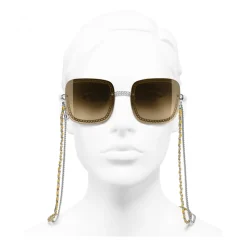 Chanel - Square Sunglasses - Silver Yellow - Chanel Eyewear - Avvenice