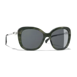 Chanel - Square Sunglasses - Green Tortoise Gray - Chanel Eyewear - Avvenice