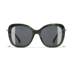 Chanel - Square Sunglasses - Green Tortoise Gray - Chanel Eyewear - Avvenice