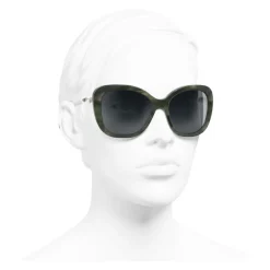 Chanel - Square Sunglasses - Green Tortoise Gray - Chanel Eyewear - Avvenice