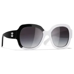 Chanel - Square Sunglasses - Black White Gray - Chanel Eyewear - Avvenice