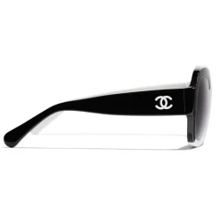 Chanel - Square Sunglasses - Black White Gray - Chanel Eyewear - Avvenice