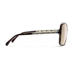 Chanel - Square Sunglasses - Dark Tortoise Gold - Chanel Eyewear - Avvenice