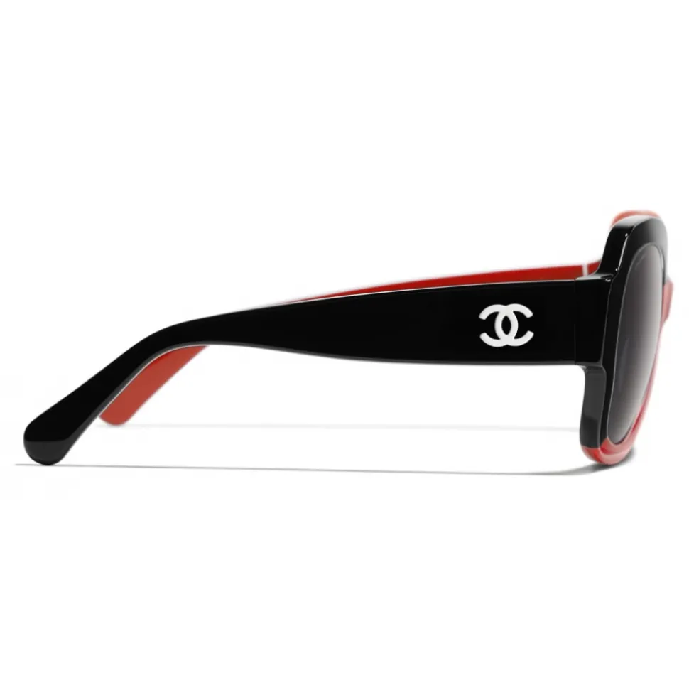 Chanel - Square Sunglasses - Black Coral Gray - Chanel Eyewear - Avvenice