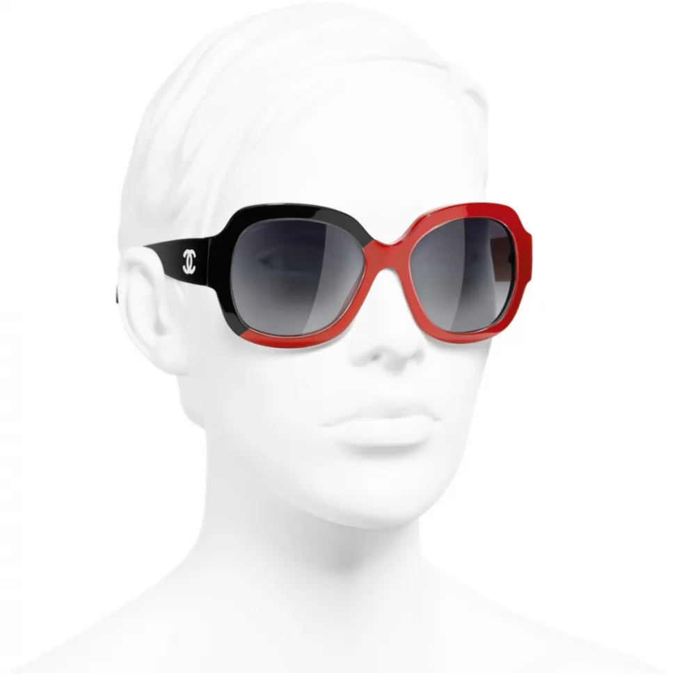 Chanel - Square Sunglasses - Black Coral Gray - Chanel Eyewear - Avvenice