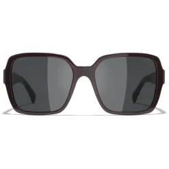 Chanel - Square Sunglasses - Dark Red Gray - Chanel Eyewear - Avvenice