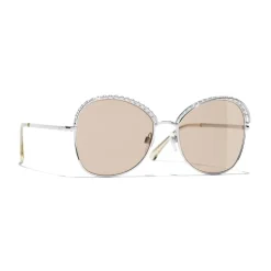 Chanel - Square Sunglasses - Silver Beige - Chanel Eyewear - Avvenice
