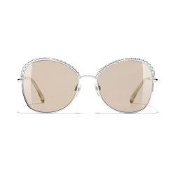 Chanel - Square Sunglasses - Silver Beige - Chanel Eyewear - Avvenice