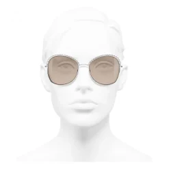 Chanel - Square Sunglasses - Silver Beige - Chanel Eyewear - Avvenice