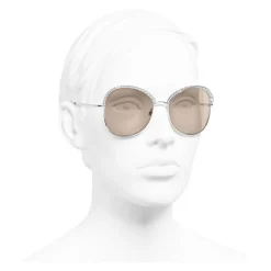 Chanel - Square Sunglasses - Silver Beige - Chanel Eyewear - Avvenice