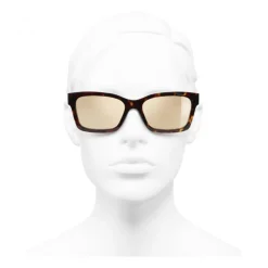 Chanel - Square Sunglasses - Dark Tortoise Gold Mirror - Chanel Eyewear - Avvenice