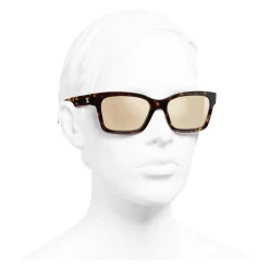 Chanel - Square Sunglasses - Dark Tortoise Gold Mirror - Chanel Eyewear - Avvenice