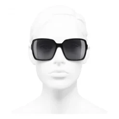 Chanel - Square Sunglasses - Black Gray - Chanel Eyewear - Avvenice