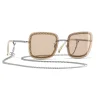 Chanel - Square Sunglasses - Silver Light Brown - Chanel Eyewear - Avvenice