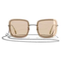 Chanel - Square Sunglasses - Silver Light Brown - Chanel Eyewear - Avvenice