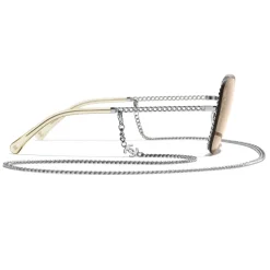 Chanel - Square Sunglasses - Silver Light Brown - Chanel Eyewear - Avvenice