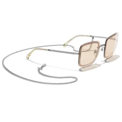 Chanel - Square Sunglasses - Silver Light Brown - Chanel Eyewear - Avvenice