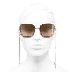 Chanel - Square Sunglasses - Silver Light Brown - Chanel Eyewear - Avvenice