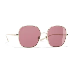 Chanel - Square Sunglasses - Gold Burgundy - Chanel Eyewear - Avvenice