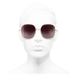 Chanel - Square Sunglasses - Gold Burgundy - Chanel Eyewear - Avvenice